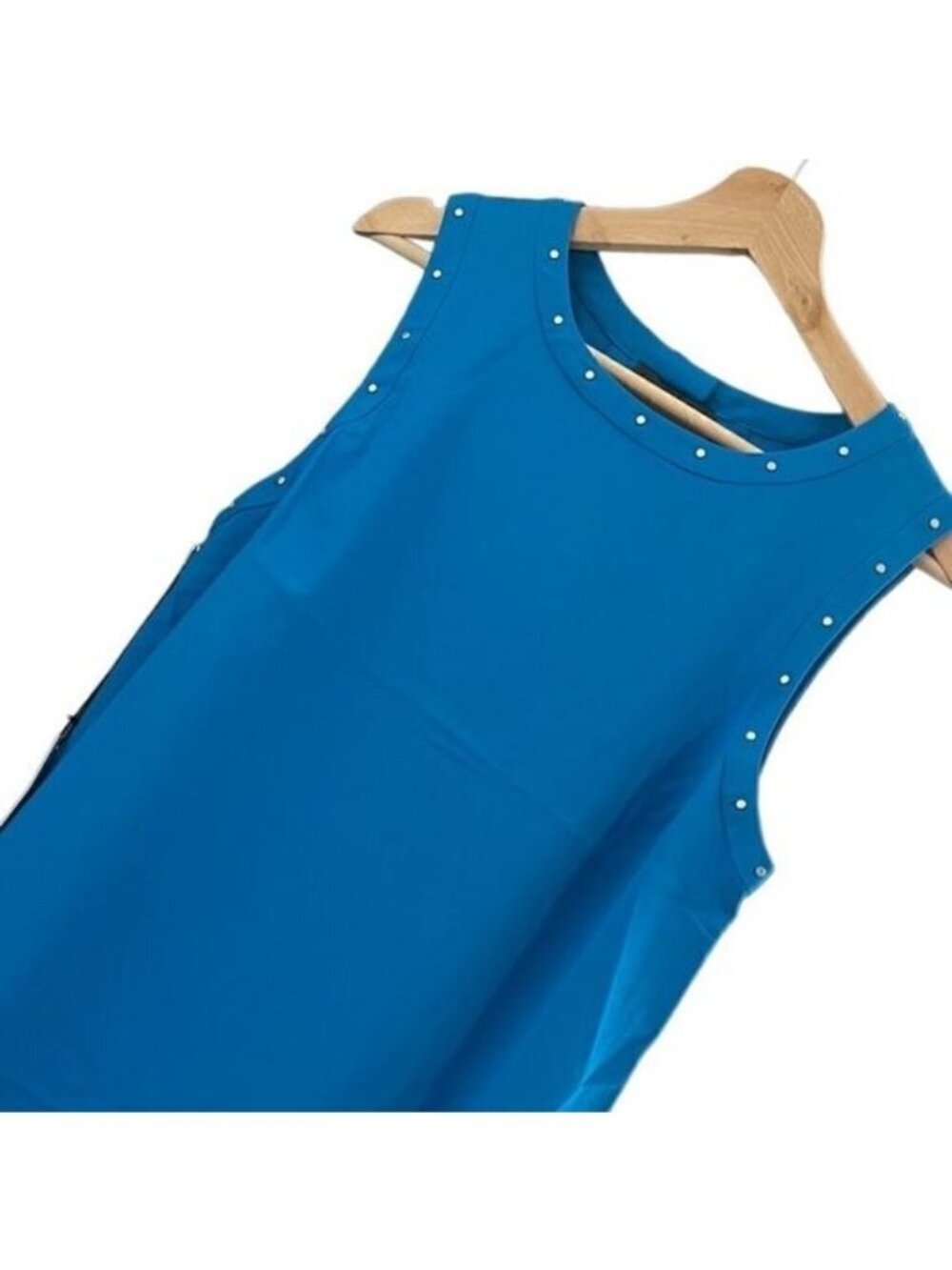 Susana Monaco Turquoise Sleeveless Silver Stud Shift Dress Size 10 NWT